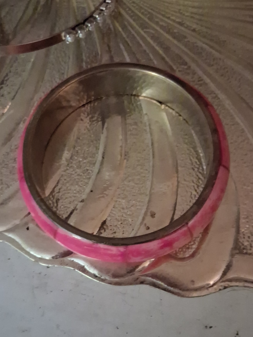 Pink Resin Accent Bangle Bracelet - Unbranded